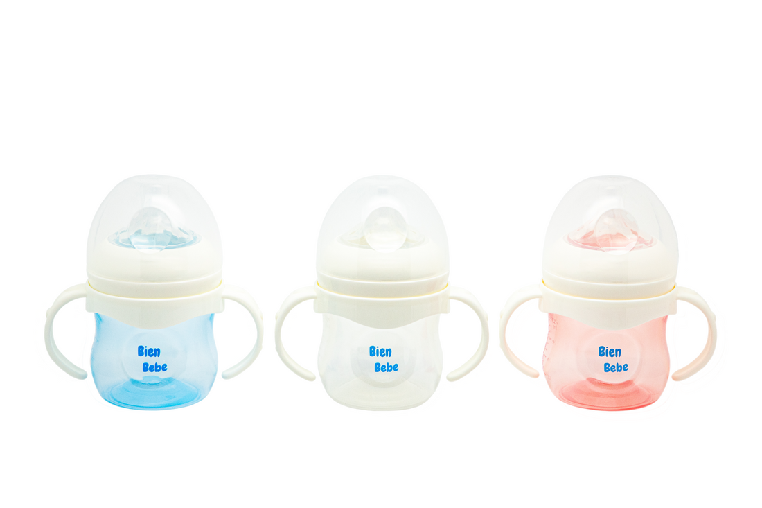 Natural flow Anti-Colic + Wide Neck Baby Bottle + Handle, 4oz/125mL, 3 Counts