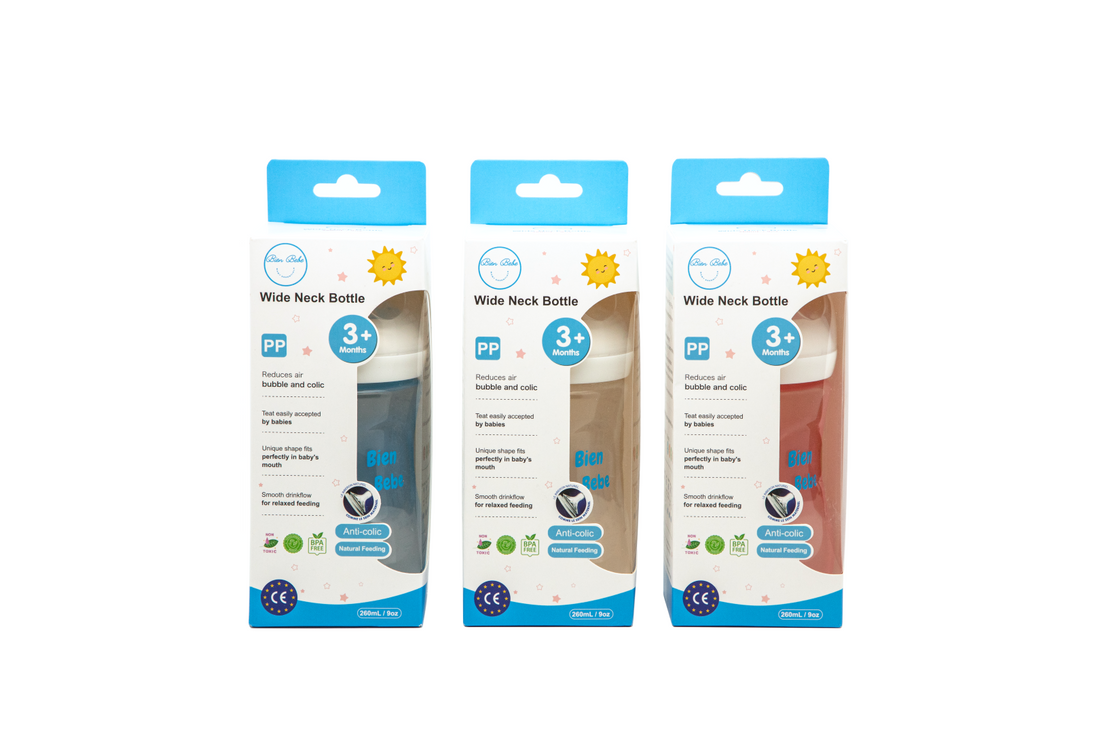 Natural flow Anti-Colic + Wide Neck Baby Bottle, 9oz/240mL, 3 Counts