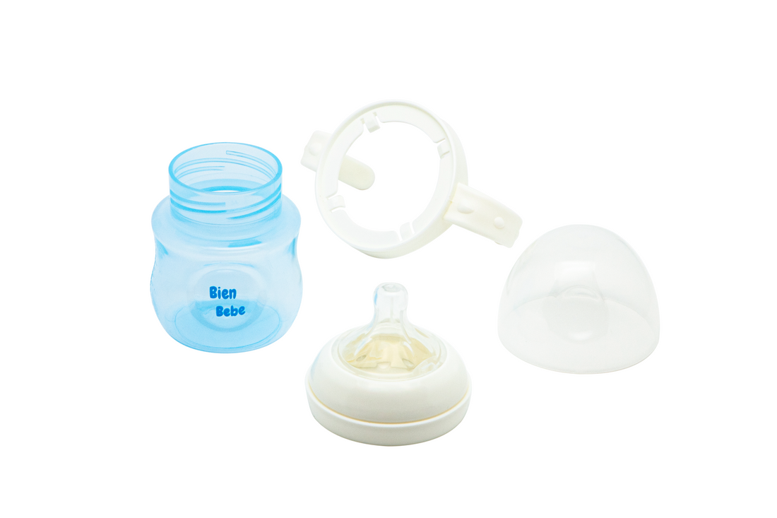 Natural flow Anti-Colic + Wide Neck Baby Bottle + Handle, 4oz/125mL, 3 Counts