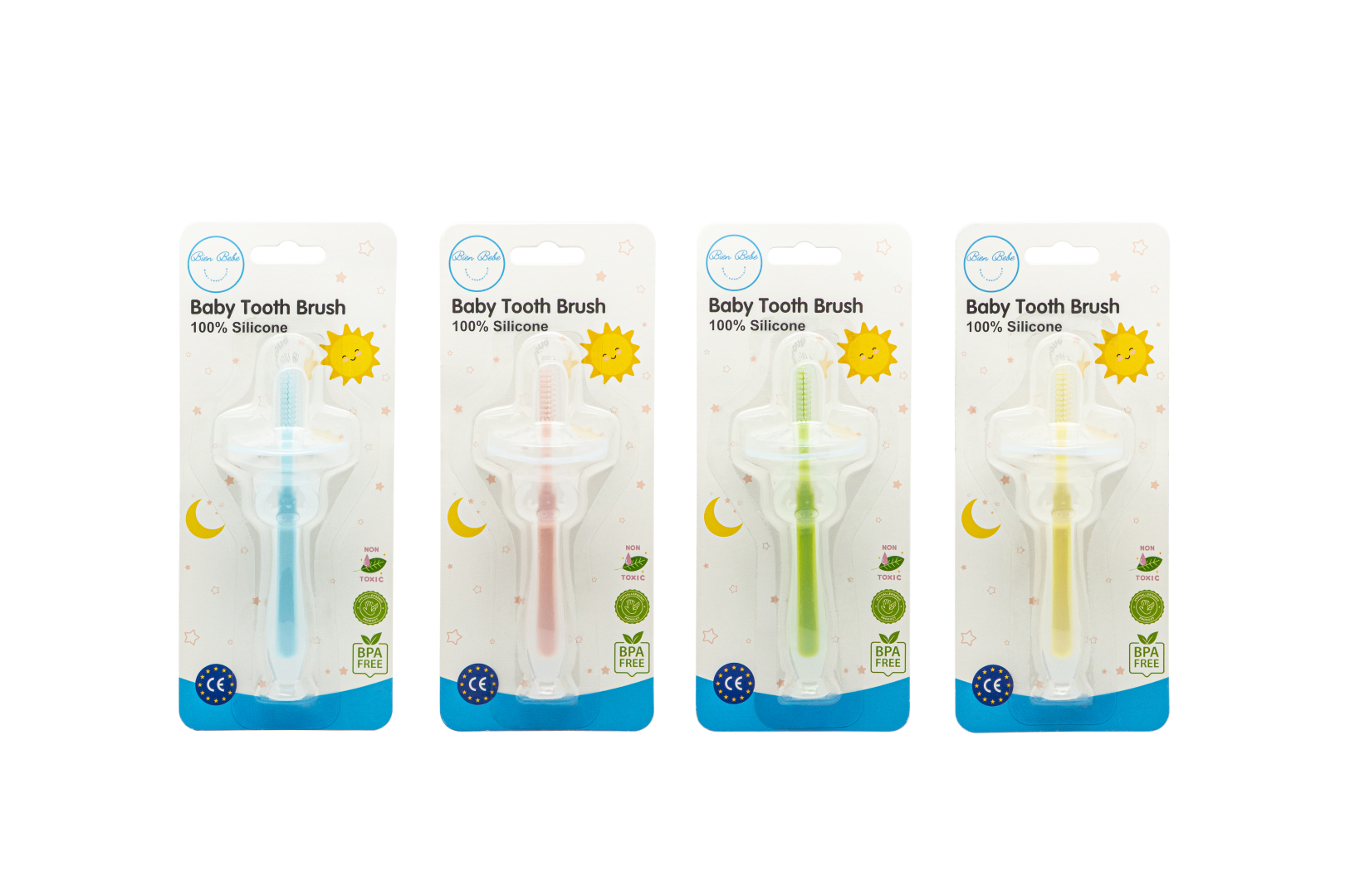 Toothbrush with Baffle, BPA-Free, Food-Grade Silicone, 4 Counts